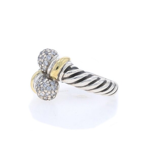David Yurman Cable Pave Diamond Bypass Ball Ring - Sterling 925 Yellow Gold 18k - Picture 3 of 6